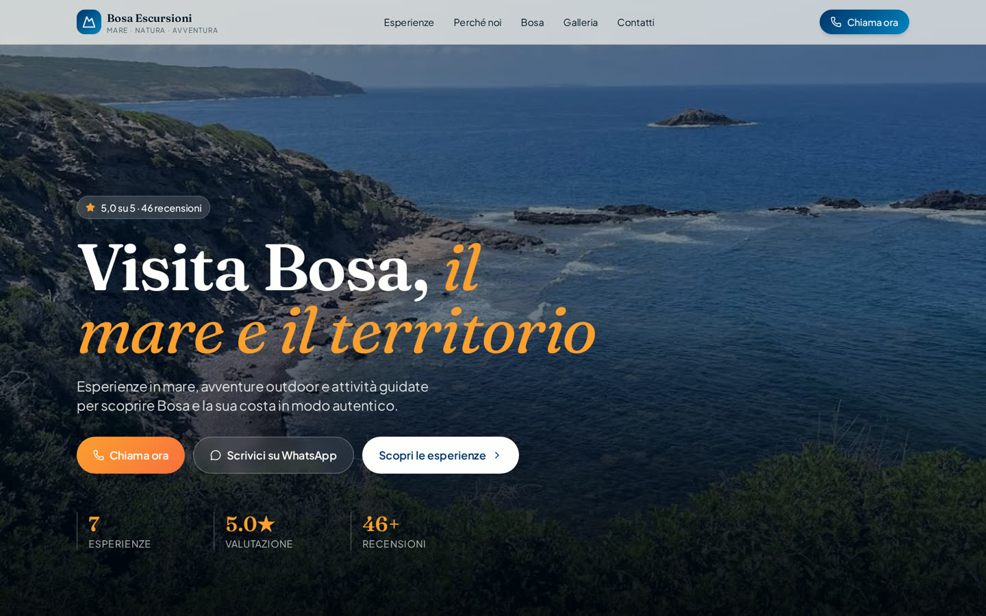 Anteprima del sito web realizzato per Bosa Escursioni a Bosa, Sardegna