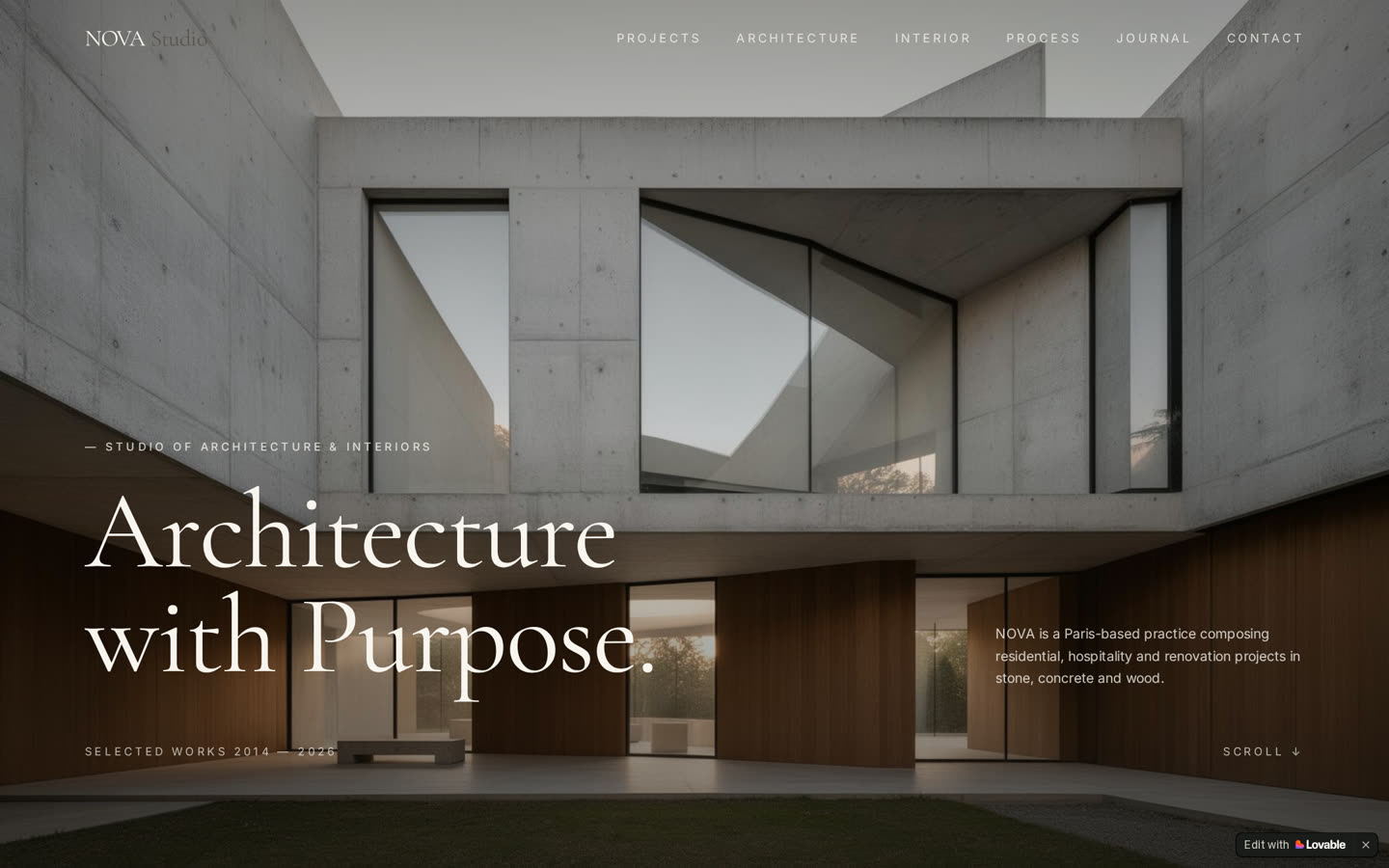 Anteprima del sito web realizzato per NOVA Studio