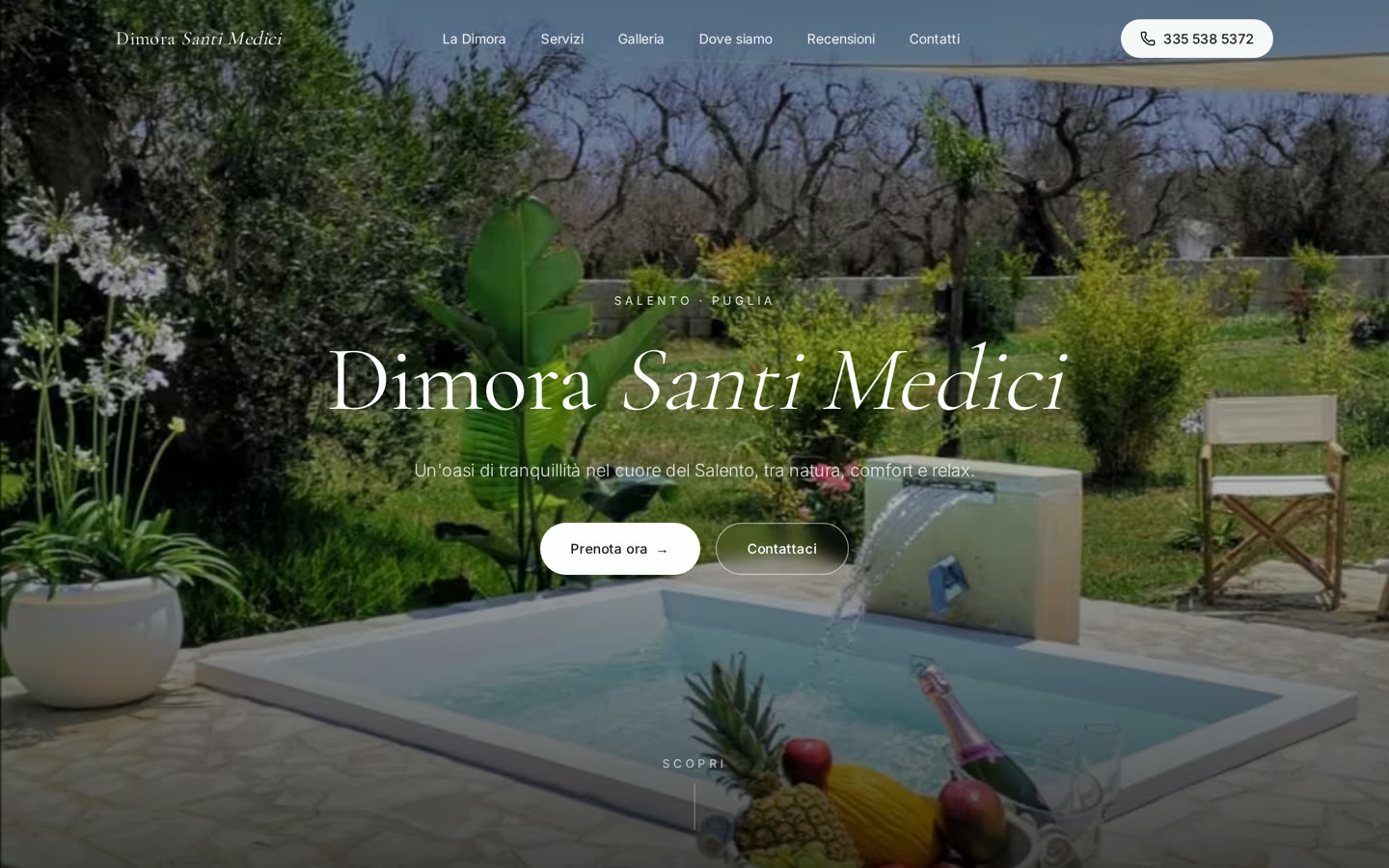 Anteprima del sito web realizzato per Dimora Santi Medici a Salento