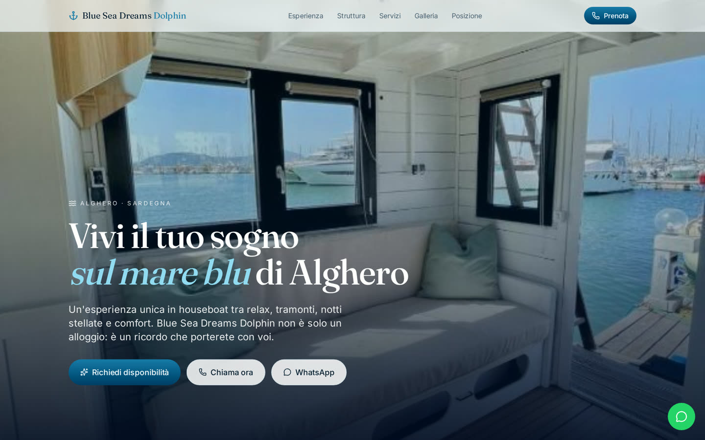 Anteprima del sito web realizzato per Blue Sea Dreams Dolphin a Alghero